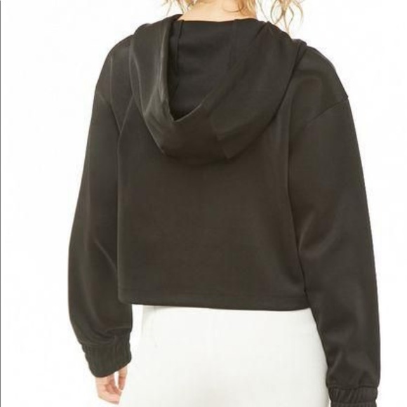 Forever21 Black Crop Hoodie - Picture 2 of 4